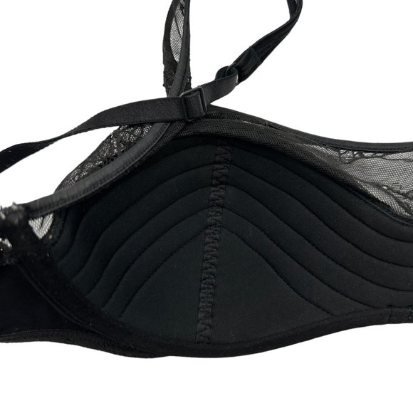 Clavin Klein Bra Womens 34B Black Bandeau Lace Adjustable Straps Lightly Padded - Picture 4 of 9